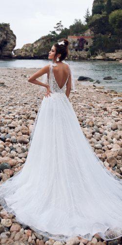 a line wedding dresses low back with bow train anna sposa
