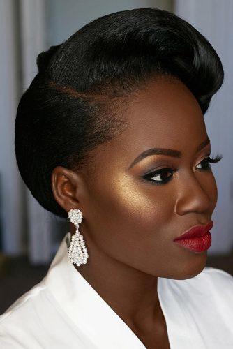 black bride makeup bronze skin gols eyeshadows red lips joyadenuga