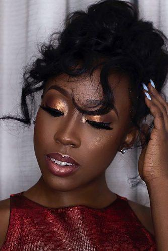 black bride makeup shimmer gold eyeshadows with matte dark lips iamdodos
