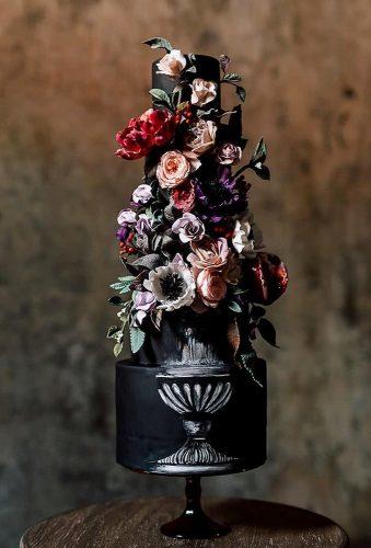 black wedding cake flower black cake nadiaandco