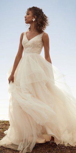  cheap wedding dresses a line lace to v neckline tulle skirt