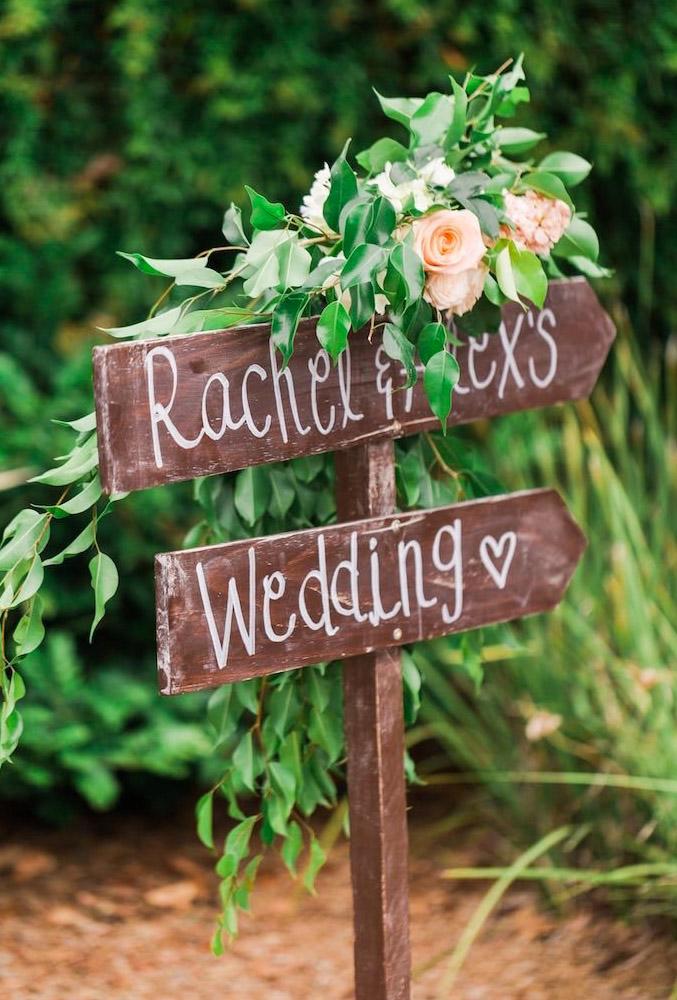 diy wedding decorations sign with flower Valorie Darling Photography
