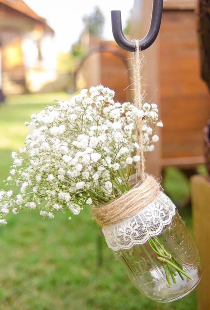 diy wedding decorations tender flower in jars DomesticatedEngineer