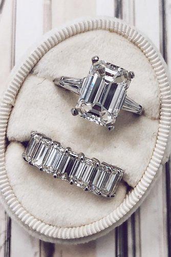Verlobungsringe im Smaragdschliff Weißgold Hochzeitsset Diamant Solitaire