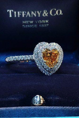 engagement ring heart cut gemstone double halo