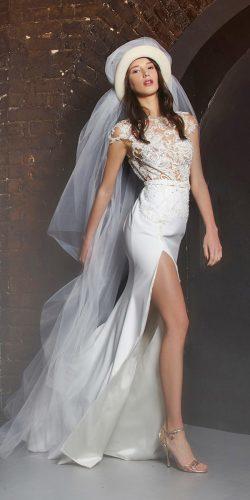  predrag djuknic wedding dresses sheath illusion top floral slit 2017
