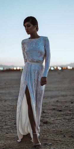predrag djuknic wedding dresses sheath with long sleeves slit sequins 2018