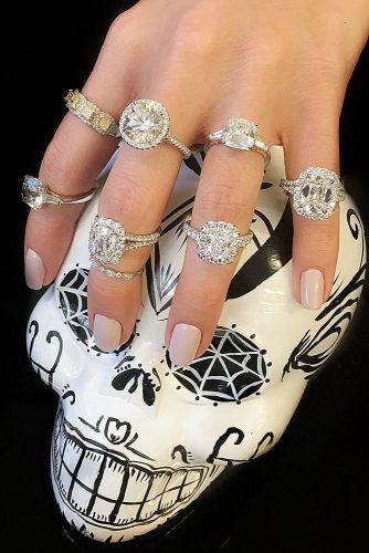 ring trends white gold diamond solitaire halo pave band scull halloween