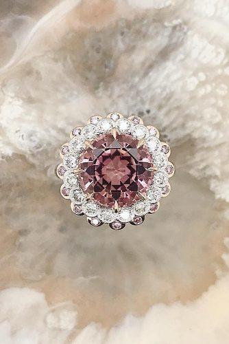 round engagement rings colored gemstone halo