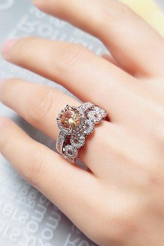round engagement rings colored gemstone wedding set halo