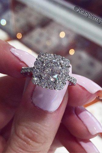 round engagement rings halo white gold diamond