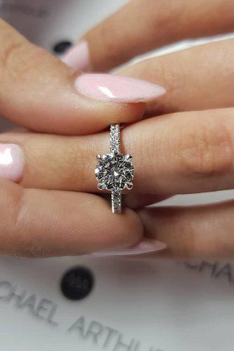 round engagement rings pave band solitaire simple