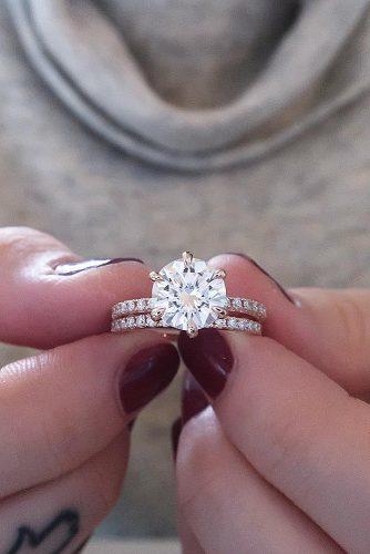 round engagement rings simple classic set gold pave band