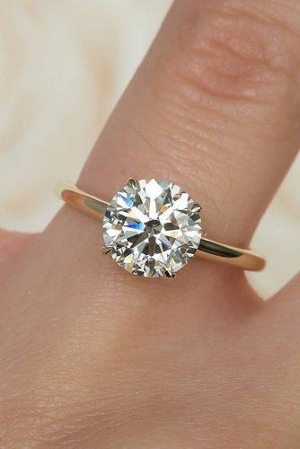 round engagement rings solitaire simple diamond rose gold