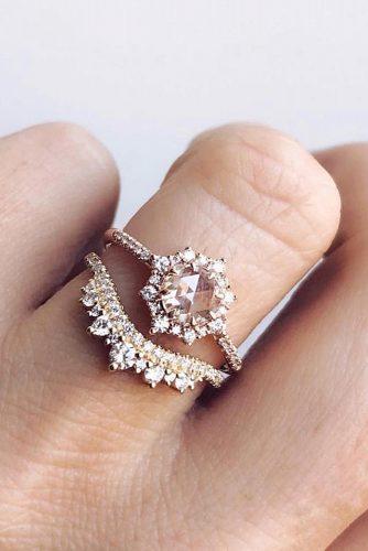 round engagement rings unique set rose gold