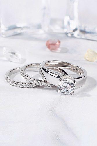 round engagement rings white gold solitaire wedding set