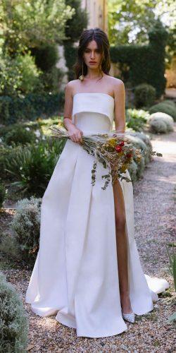 spring wedding dresses a line simple straight neckline lihi hod