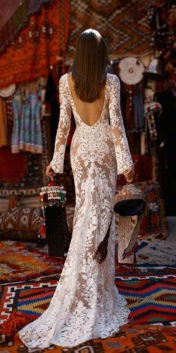 spring wedding dresses sheath with long sleeves lace open back liz martinez
