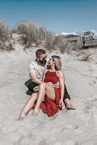 beach photoshoot stylish photo with couple on sand
