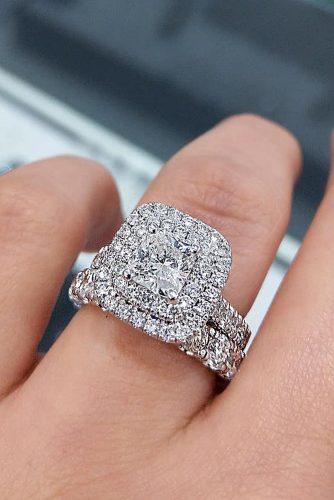 bridal sets double halo diamond pave band