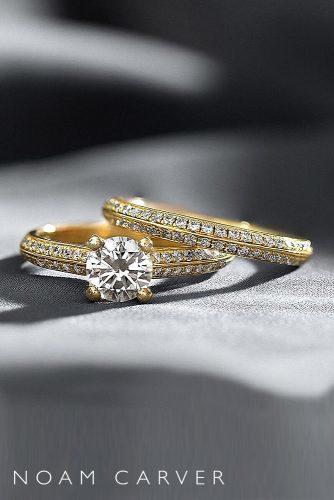 bridal sets gold solitaire diamond round cut