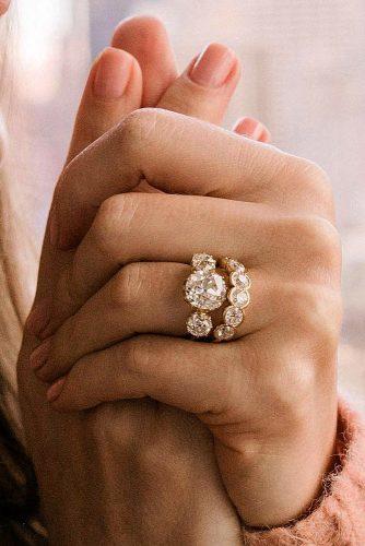 bridal sets vintage three stones gold
