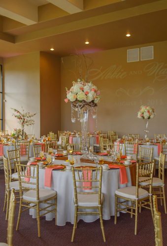 coral wedding decorations coral reception Jenna Christine Photography
