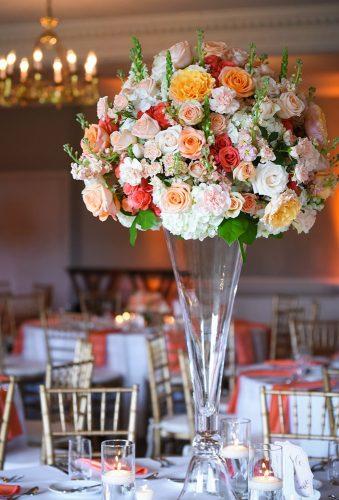 coral wedding decorations high centerpiece mozingophotography