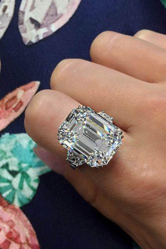engagement ring designers emerald cut diamond three stones ring unique connieluk_christies