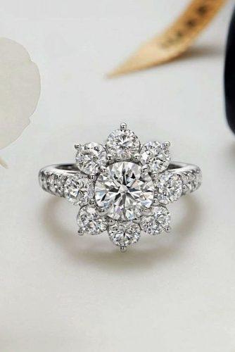 engagement ring designers floral white gold round cut diamond engagement ring harrywinston