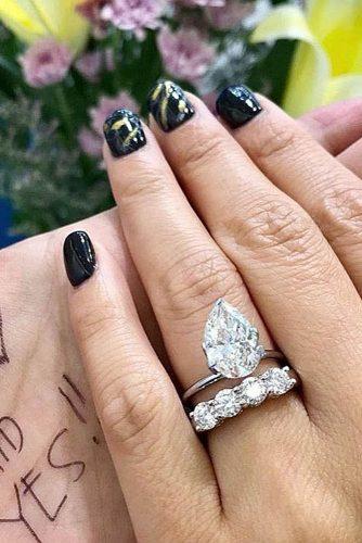 engagement ring designers pear shaped diamond white gold diamond pave band wedding ring set diamondregistry