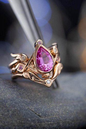 engagement ring designers rose gold unique engageent rings pear center gemstone custommadejewelry