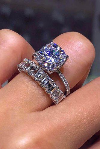 engagement ring designers wedding ring set cushion cut diamond pave bands sellerofjewels