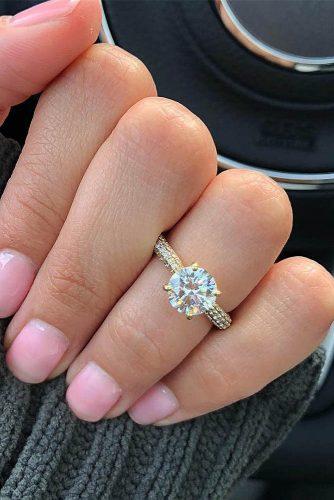 engagement ring designers yellow gold engagement rings round cut diamond pave band ritani