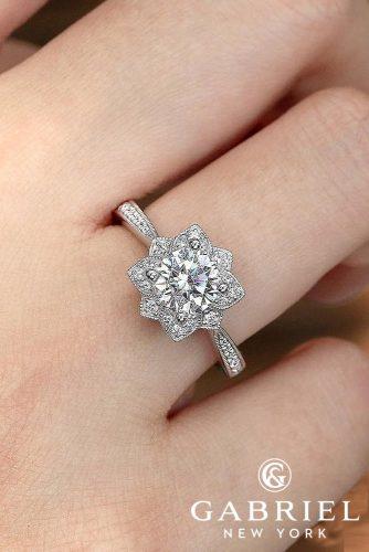 gabriel co engagement rings floral halo white gold diamonds
