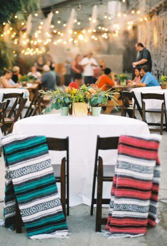 mexican wedding decor chairs with plaid Erin J Saldana Photography