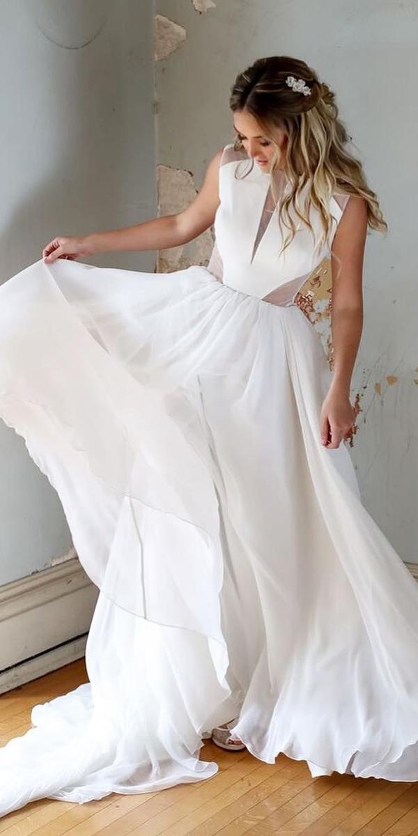 modest wedding dresses a line sleveless simple barbarakavchok