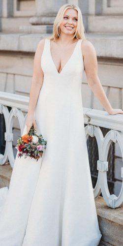 plus size wedding dresses simple a line v neckline sleveless allurebridals
