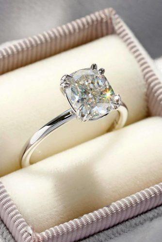 simple engagement rings white gold solitaire cushion cut diamond