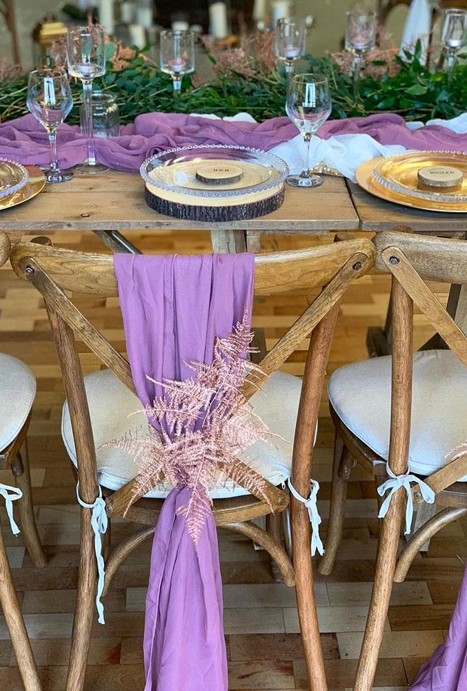 wedding chair decorations purple tulle bellebijoux events