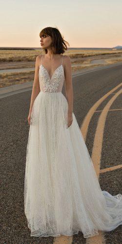  wedding dresses 2019 a line with spaghetii straps lace for beach flora bridal