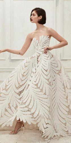 wedding dresses fall 2019 ball gown strapless neckline floral 2019 oscardelarenta