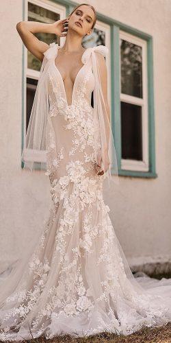 wedding dresses fall 2019 mermaid deep v neckline floral appliques galia lahav