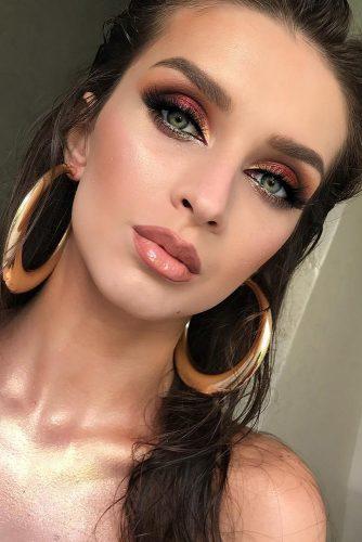 wedding makeup 2019 gold burgundy eyes with arrows zolotashkomakeup