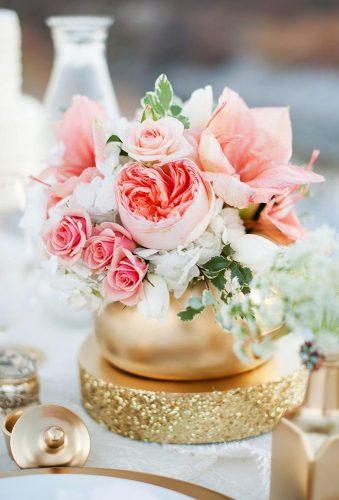 wedding trends 2019 coral wedding decorations flower in gold jar kristina curtis