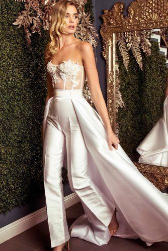 wedding trends 2019 jumpsuit sweetheart strapless neckline with train galialahav