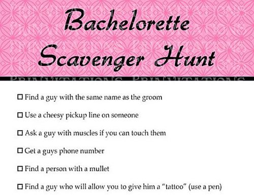 bachelorette scavenger hunt list style