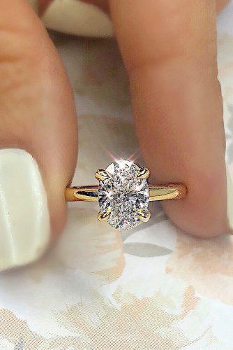 engagement ring solitaire oval cut diamond gold