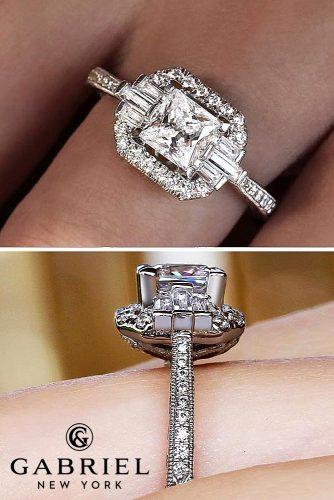 gabriel co engagement rings princess cut halo diamond white gold unique