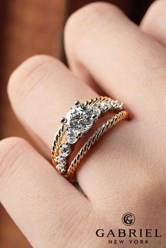 gabriel co engagement rings unique white yellow gold round cut diamond